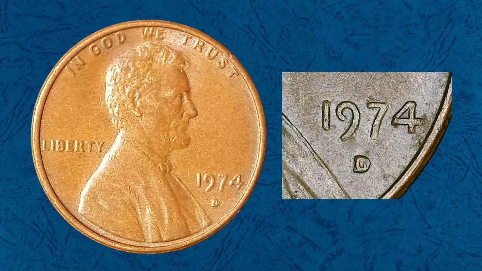 1974-D/S Over Mint Mark showing remnants of underlying S beneath the D mint mark under magnification