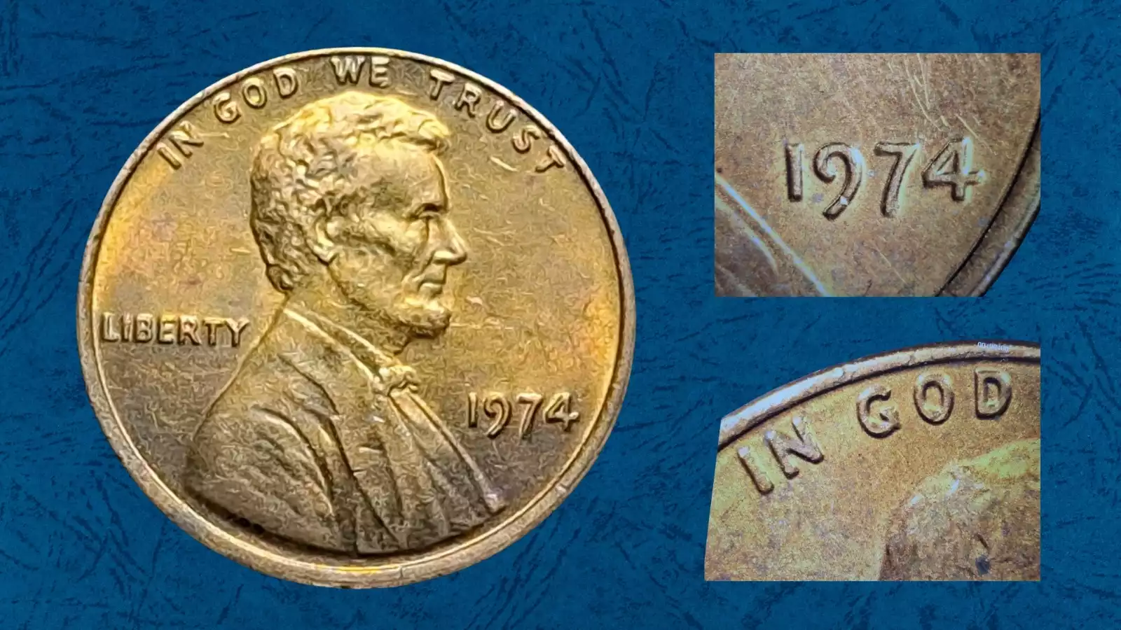 1974-S DDO FS-101 doubled die obverse showing split serifs on LIBERTY lettering under magnification